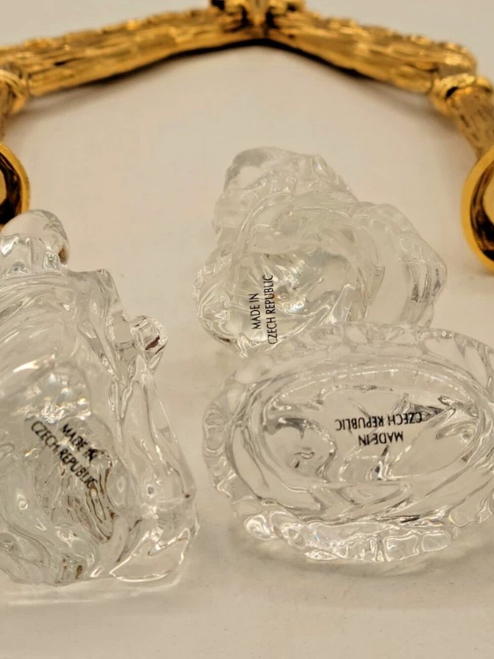 VTG Gorham Crystal & Gold Nativity Set 4 Pc Creche Scene Manger Christmas - Picture 9 of 14